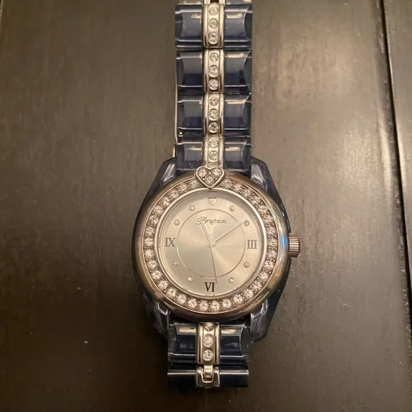 Brighton Silver Watch Accessory. EUC. Brighton TAXCO Rotate Black/Brown Leather + Interch Silver  main image 2